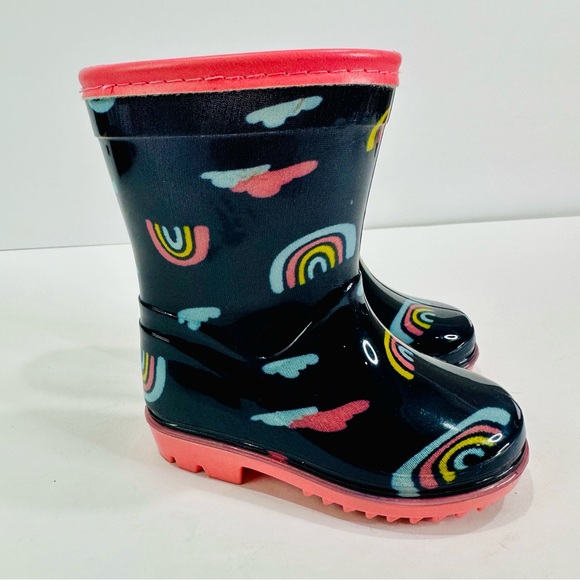 ๐ฉท CARTERโS SIZE 4M RAINBOOTS GREAT CONDITION RAINBOW ๐ CLOUDS DESIGN NAVY BLUE - Picture 3 of 11